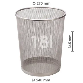 Huzalhulladék kosár, ezüst, 18 l